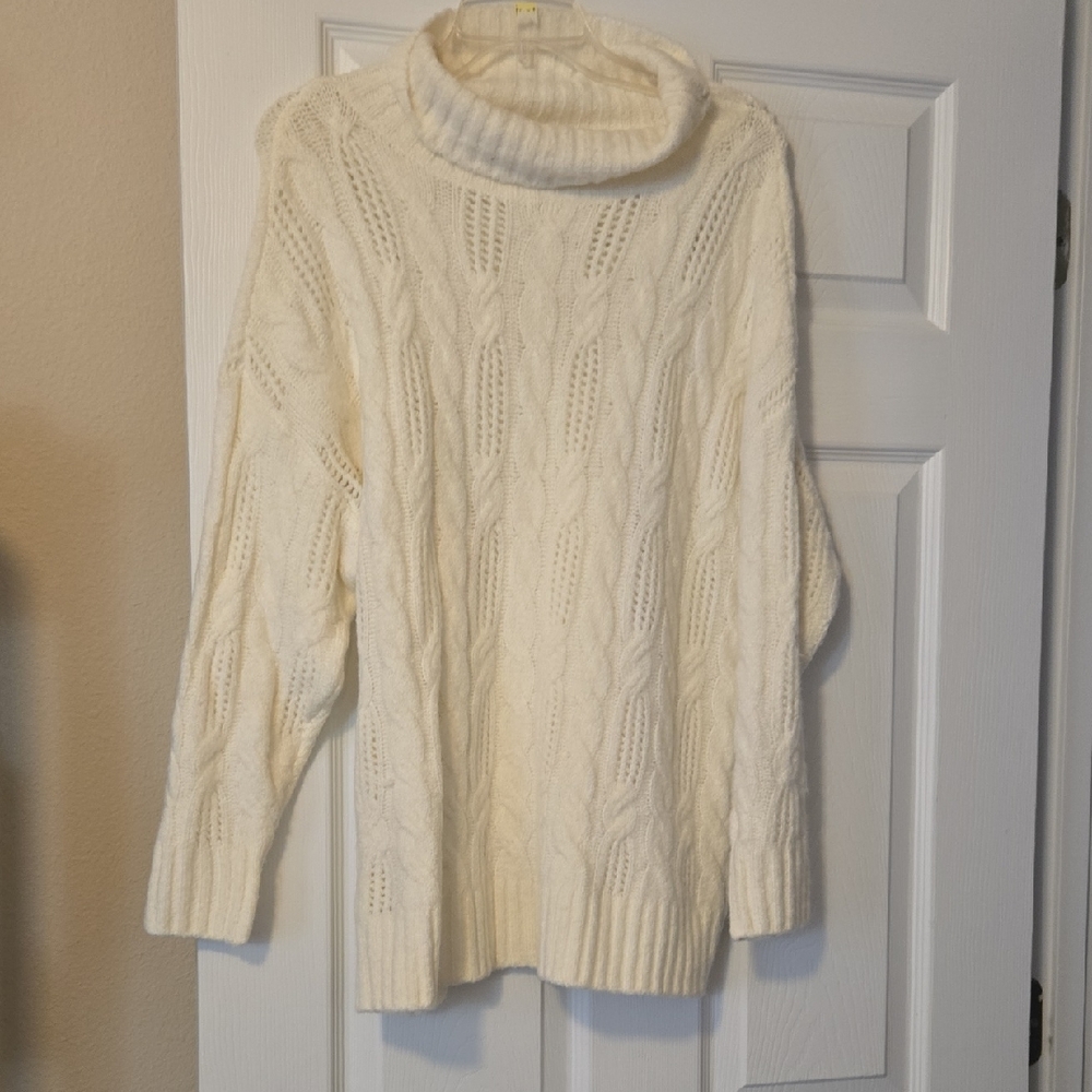 Torrid Ivory Cable Knit Turtleneck Sweater